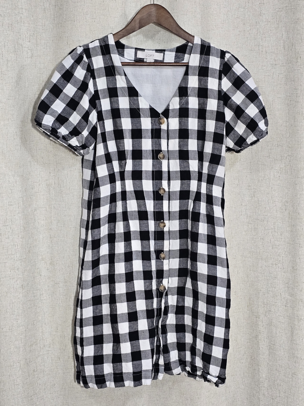 LOFT Black and White Gingham Dress
